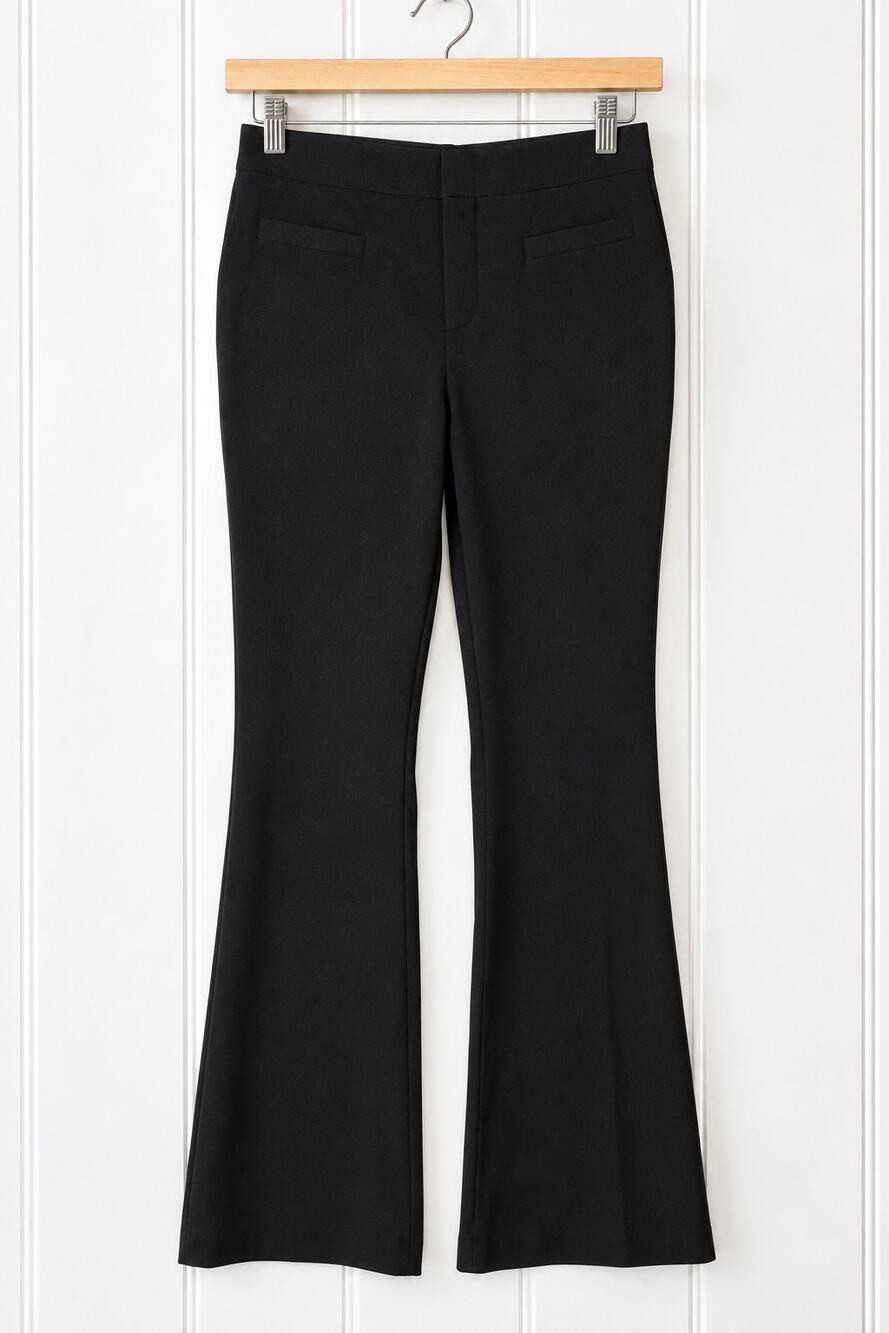 MNG Mango Trousers Women Size 1 Black Straight Leg Stretch Career Dress Pants